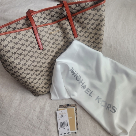 Michaels Kors Large Emry Tote in Nat/Orange - Picture 3 of 10